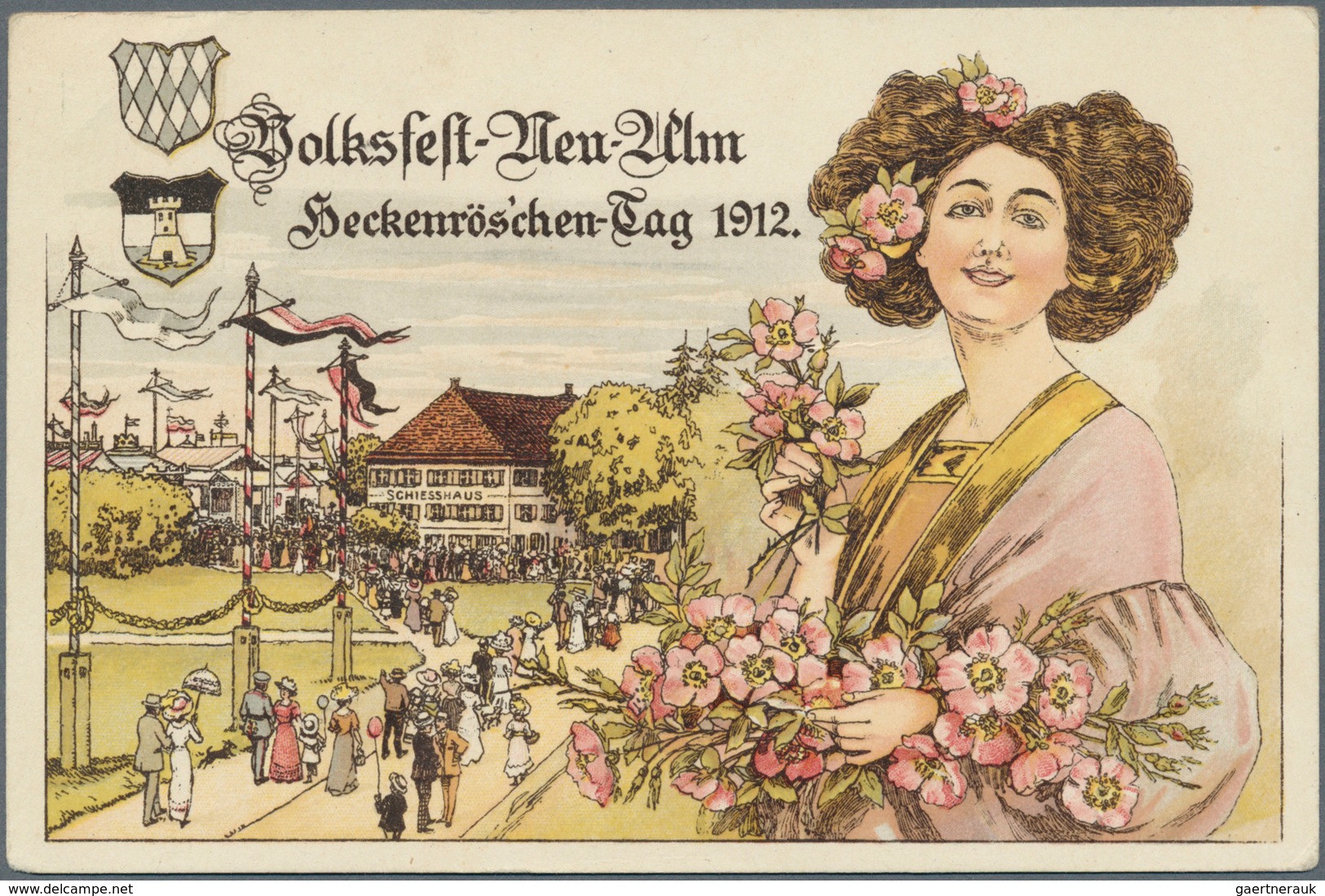 10250 Thematik: Flora-Rosen / Flora-roses: 1912, Bavaria. Private Picture Postcard 5pf Luitpold Showing "V - Roses