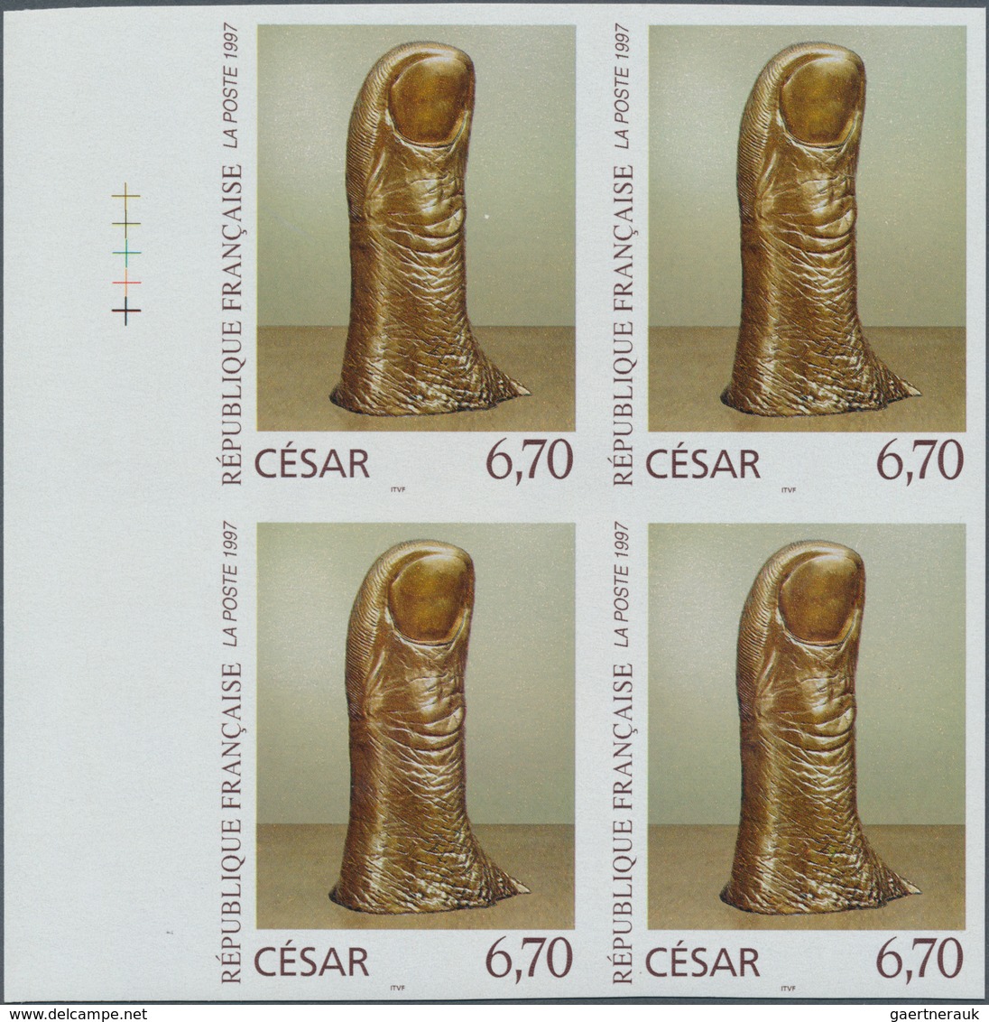 10324 Thematik: Kunst / Art: 1997, France. IMPERFORATE Block Of 4 For The Stamp 6.70fr "The Thumb, Polishe - Other & Unclassified