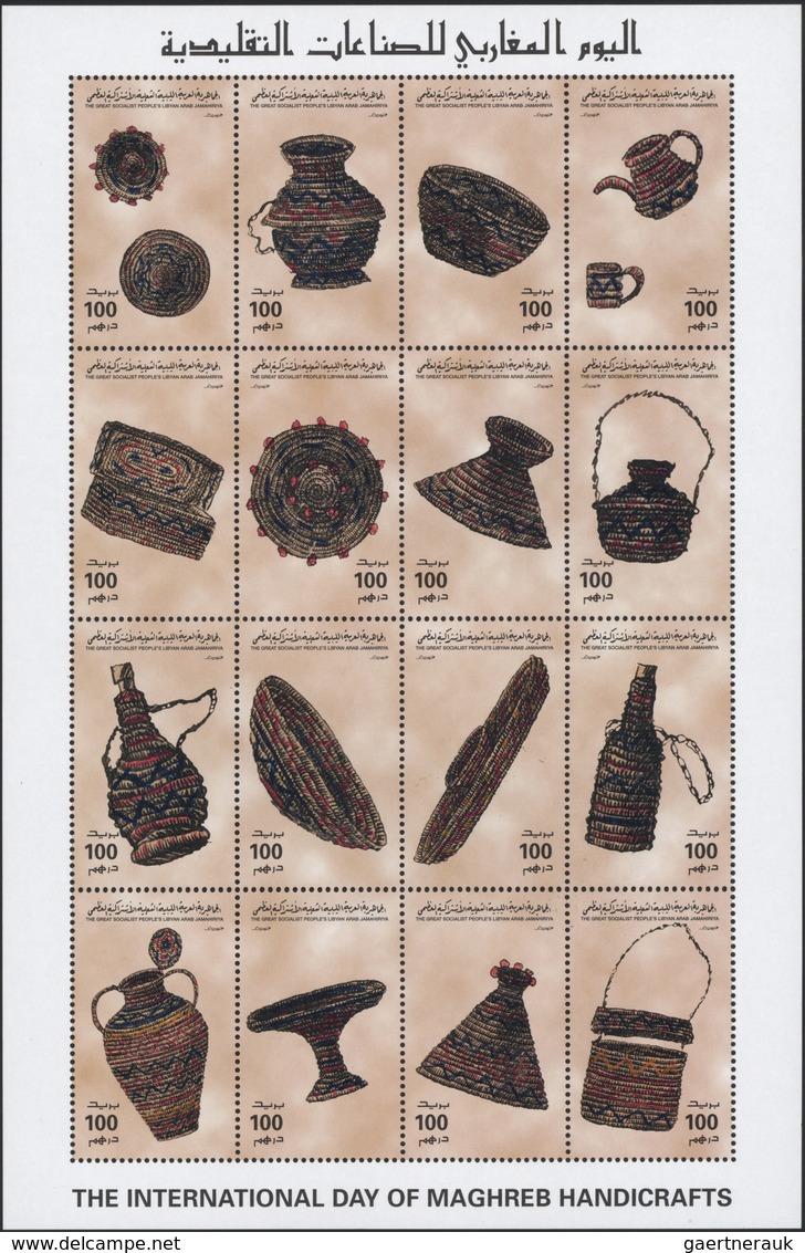 10327 Thematik: Kunsthandwerk / arts and crafts: 1996, Libya, Bast fibre works, se-tenant sheet and seven