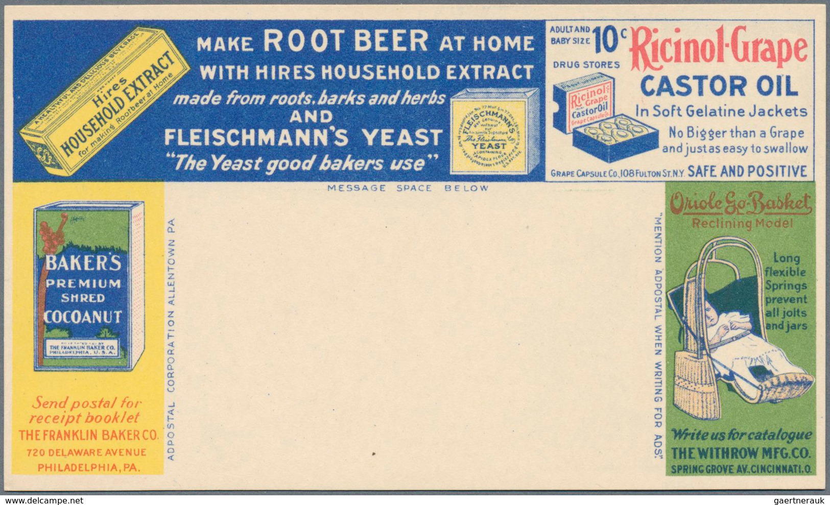 10355 Thematik: Medizin, Gesundheit / Medicine, Health: 1913 (ca), USA. Colored Advertising Postcard 1c Je - Medizin