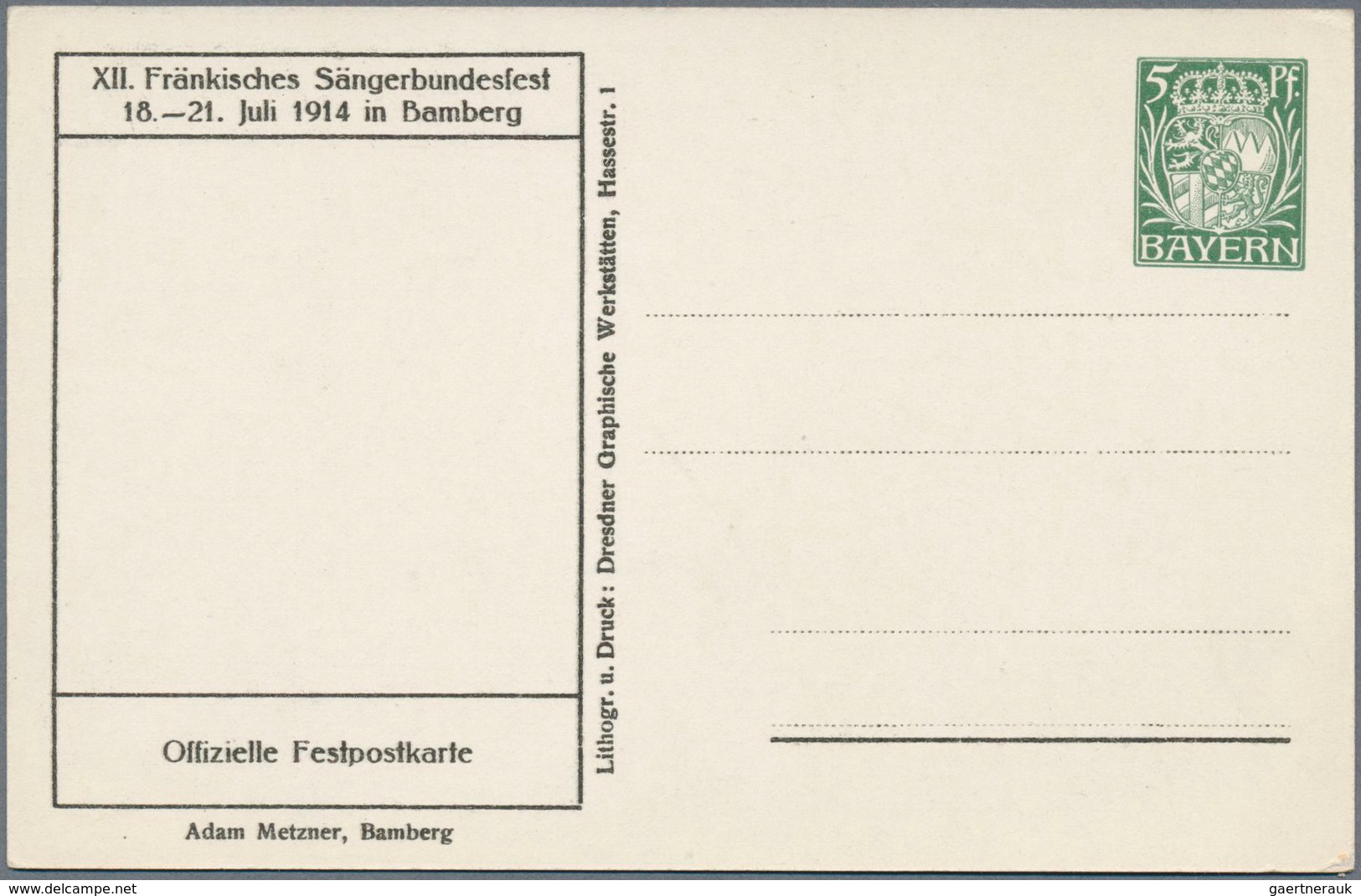 10376 Thematik: Musik / Music: 1914, Bavaria. Private Picture Postcard 5pf Hupp. Showing "Fränkisches Säng - Musique