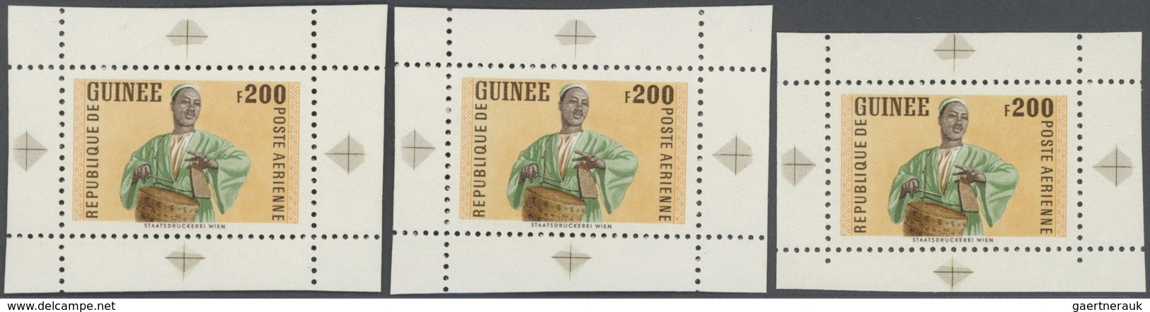 10377 Thematik: Musik / Music: 1962, Guinea. Lot Containing 1 Artist's Drawing And 3 Margined, Perforated, - Musik