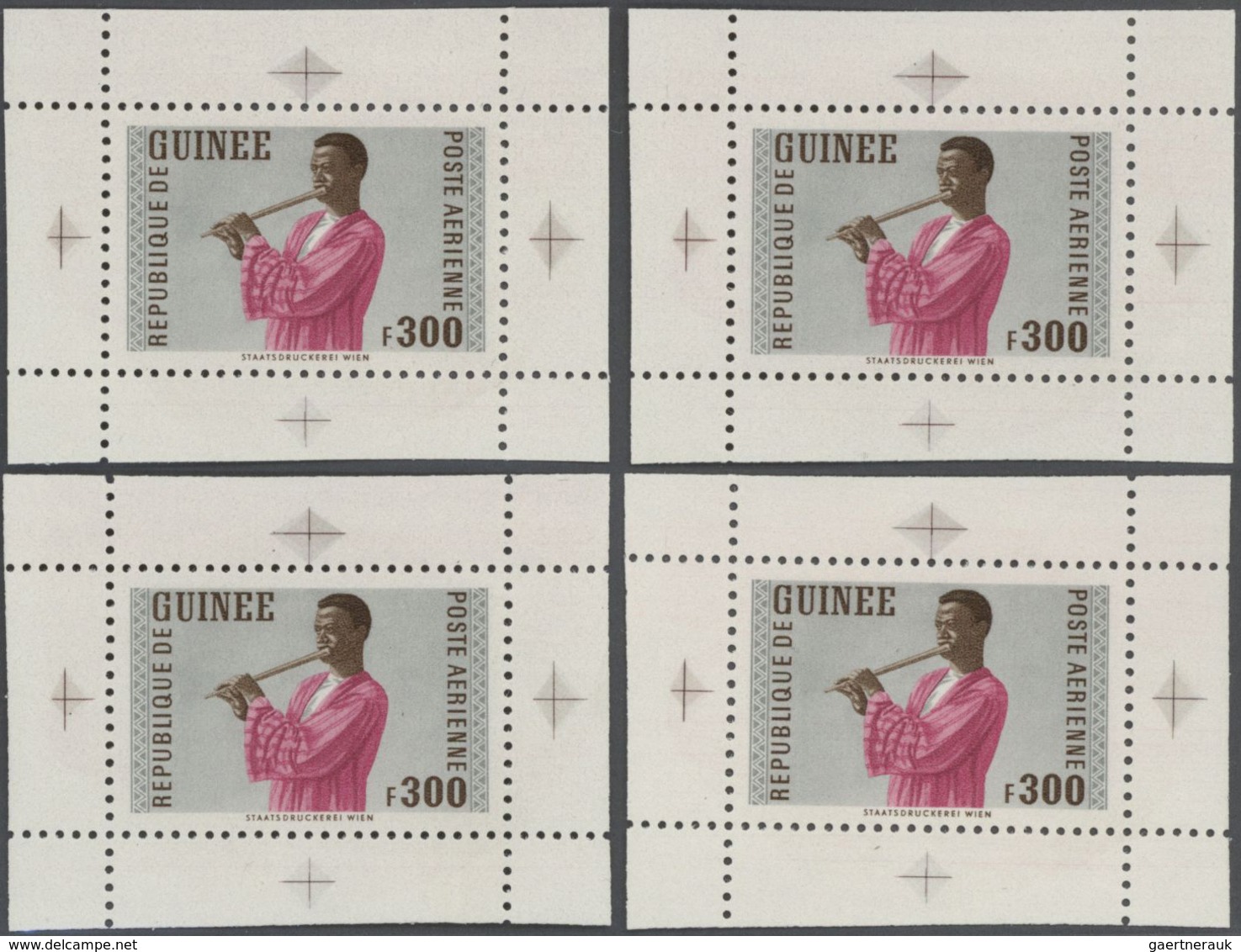 10380 Thematik: Musik / Music: 1962, Guinea. Lot Containing 1 Artist's Drawing And 4 Margined, Perforated, - Musik