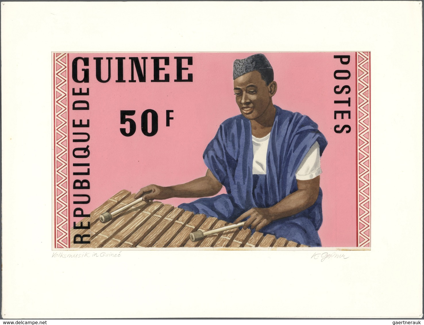 10381 Thematik: Musik / Music: 1962, Guinea. Lot Containing 1 Artist's Drawing And 2 Margined, Perforated, - Musique