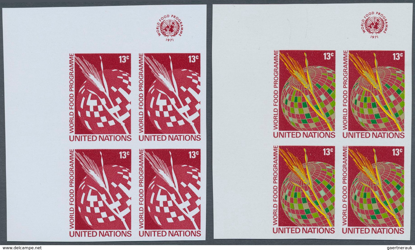 10392 Thematik: Nahrung / Food: 1971, UNO NEW YORK: World Food Program 'Wheat And Globe' 13c. In Five Diff - Ernährung