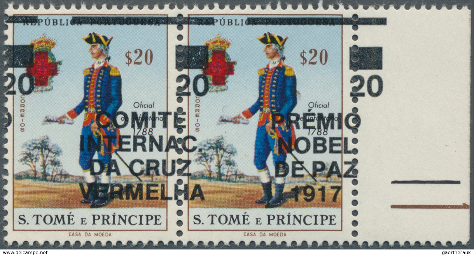 10395 Thematik: Nobelpreis / Nobel Prize: 1978, SAO TOME E PRINCIPE: Soldier 0.20esc. Horiz. Pair From Rig - Autres & Non Classés