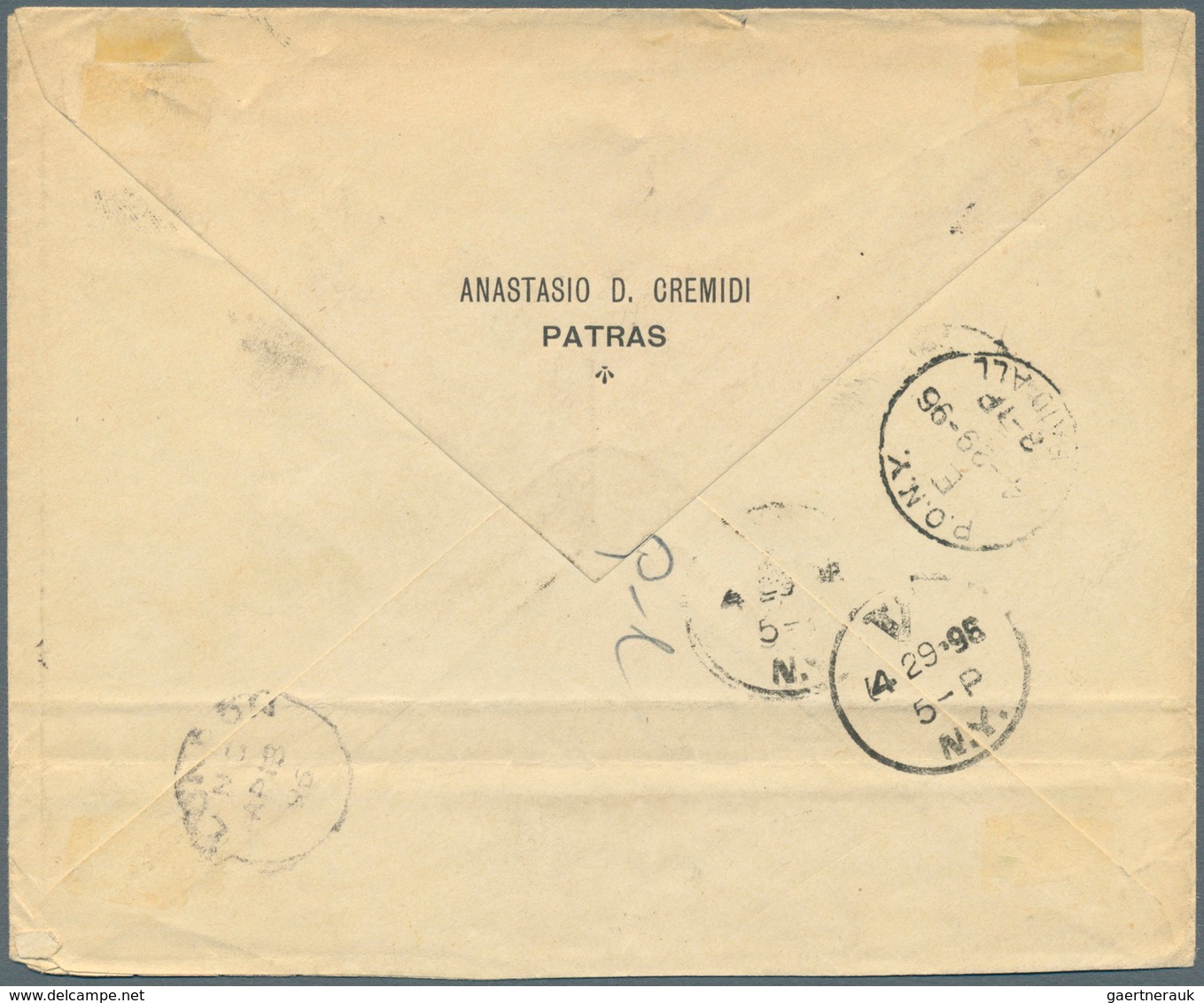 10397 Thematik: Olympische Spiele / Olympic Games: 1896 Griechenland (Apr 2): Envelope To The USA With 189 - Autres & Non Classés