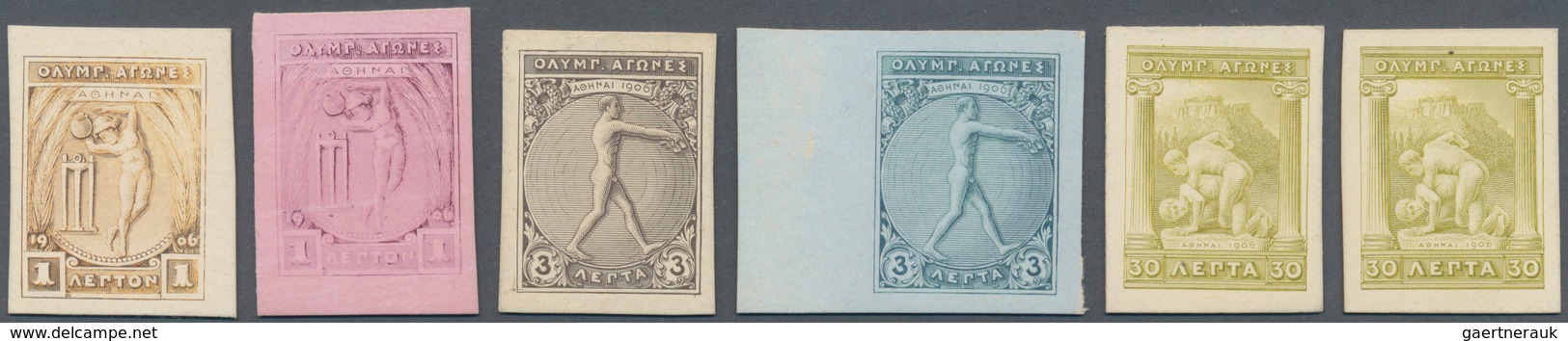 10404 Thematik: Olympische Spiele / Olympic Games: 1906, Griechenland Für Athen. Lot Von 6 PROBEDRUCKEN: J - Autres & Non Classés