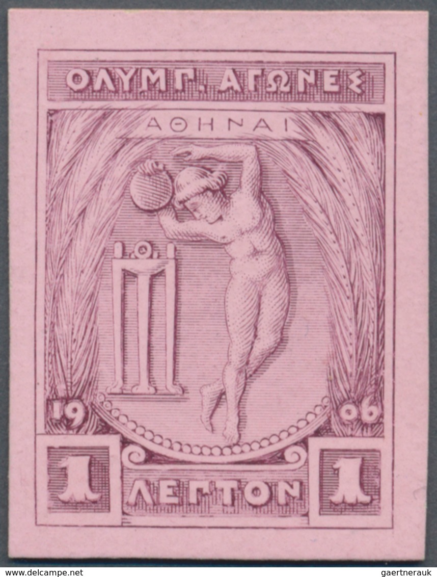 10406 Thematik: Olympische Spiele / Olympic Games: 1906, Griechenland Für Athen. PROBEDRUCK In Lila Auf Ro - Autres & Non Classés