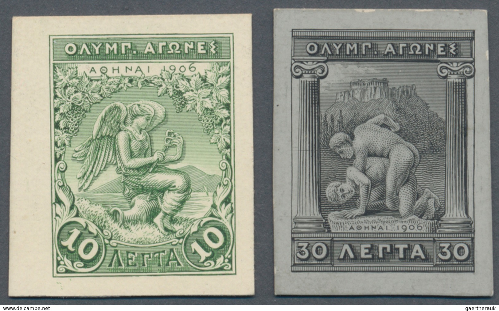 10415 Thematik: Olympische Spiele / Olympic Games: 1906, Griechenland Für Athen. Lot Von 2 PROBEDRUCKEN Fü - Autres & Non Classés