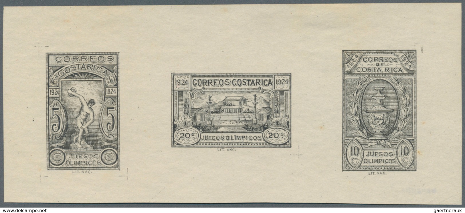 10439 Thematik: Olympische Spiele / Olympic Games: 1924, Costa Rica, Commemorative Issue "Athletics Compet - Autres & Non Classés