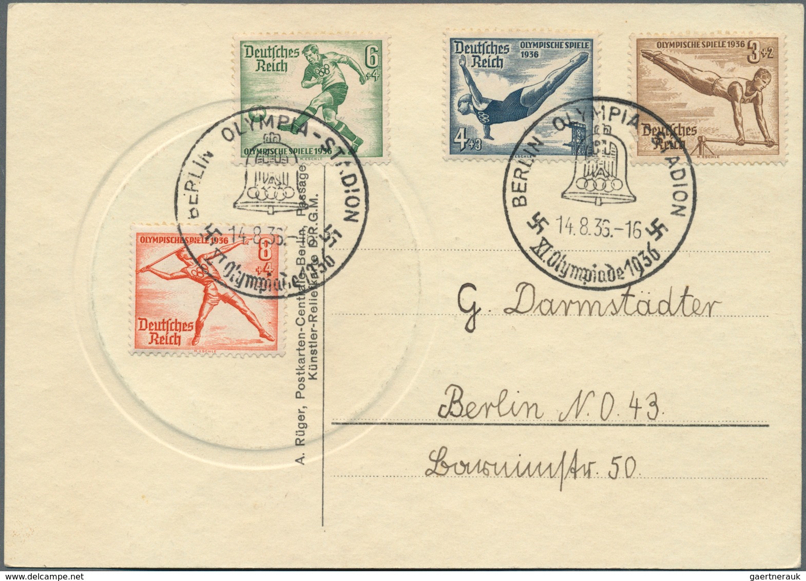 10468 Thematik: Olympische Spiele / olympic games: 1936, Olympische Spiele Berlin, 3 Reliefkarten (Diskusw