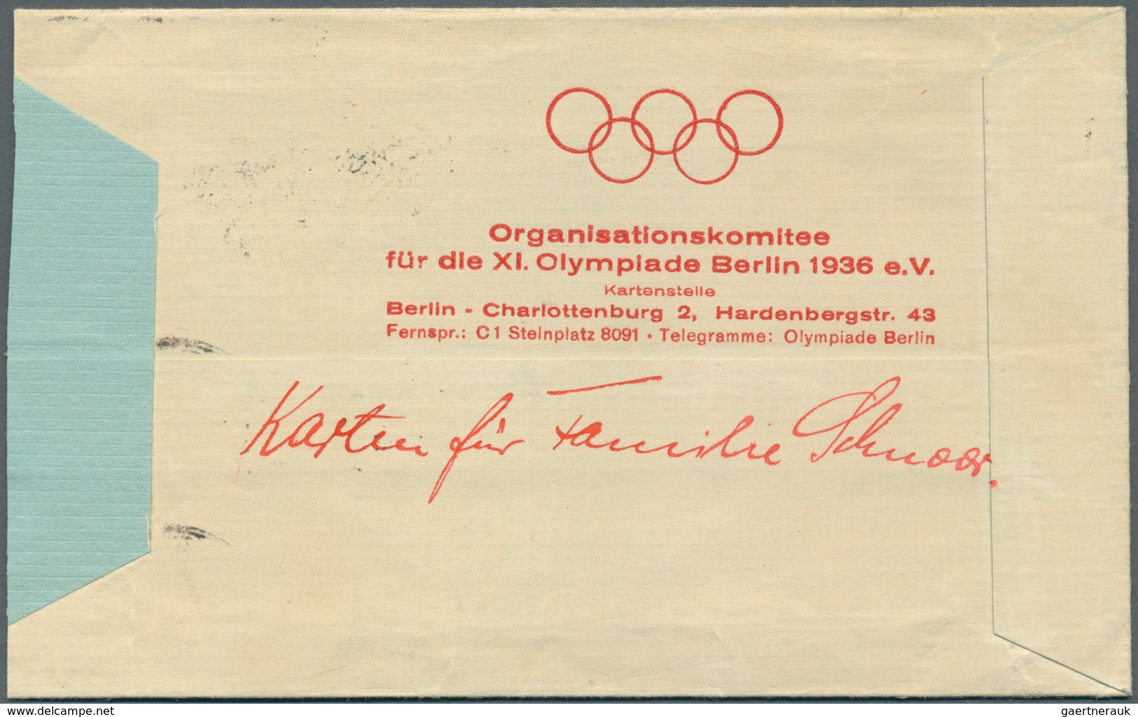 10500 Thematik: Olympische Spiele / Olympic Games: 1936 Deutsches Reich, Einschreibe-Vordruckumschlag Mit - Sonstige & Ohne Zuordnung