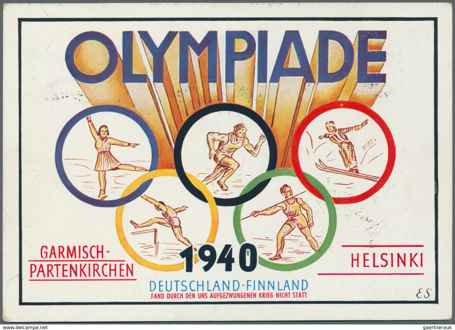 10516 Thematik: Olympische Spiele / Olympic Games: 1940, Farbige Propagandakarte Zur Abgesagten Olympiade - Autres & Non Classés