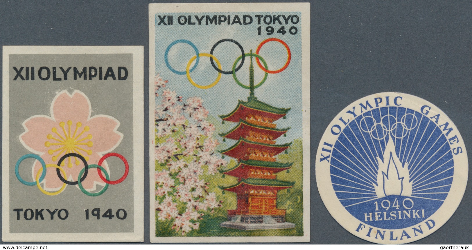 10517 Thematik: Olympische Spiele / Olympic Games: 1940, Olympic Games Tokyo / Helsinki, Three Labels. - Autres & Non Classés