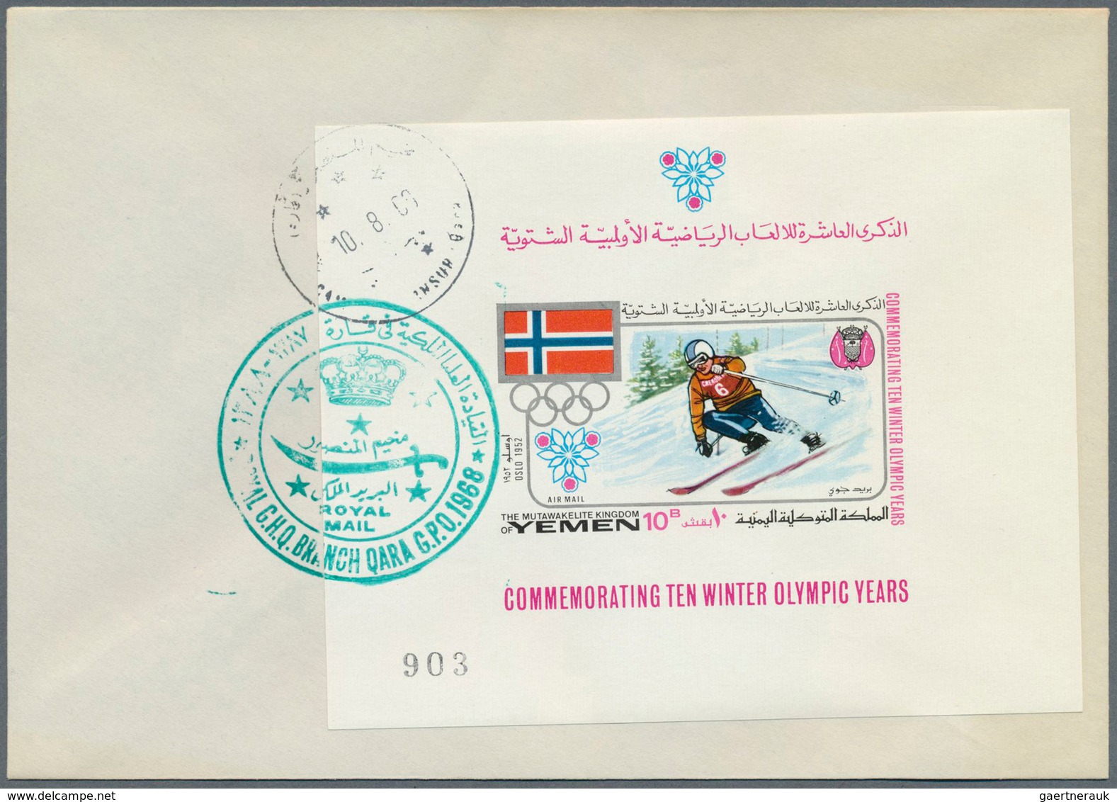 10556 Thematik: Olympische Spiele / olympic games: 1968, Yemen Kingdom, Olympic Winter Games 1924-1968, 1b