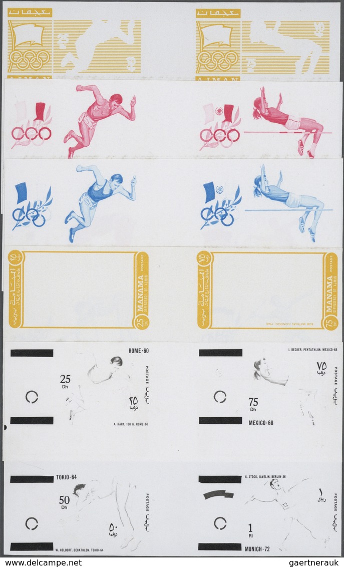 10575 Thematik: Olympische Spiele / Olympic Games: 1971, GREAT OLYMPIC CHAMPIONS - 8 Items; Ajman, Progres - Sonstige & Ohne Zuordnung