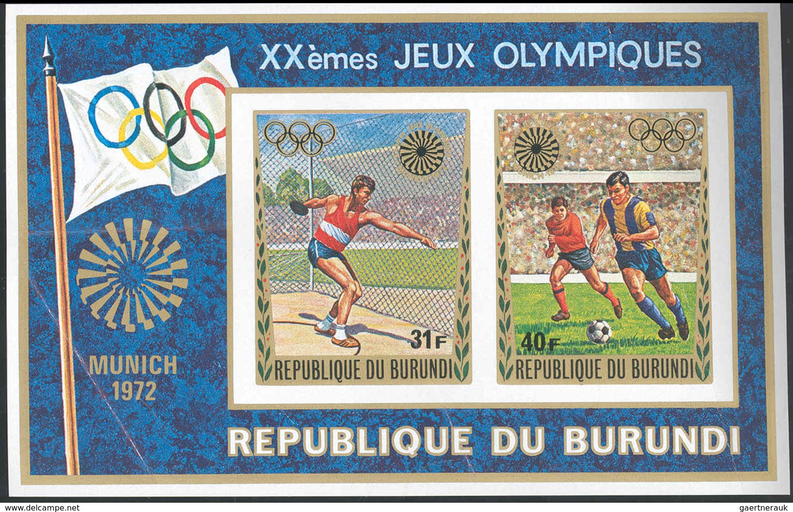 10589 Thematik: Olympische Spiele / Olympic Games: 1972, Burundi: OLYMPIC GAMES MUNICH'72, Final Drawing F - Sonstige & Ohne Zuordnung