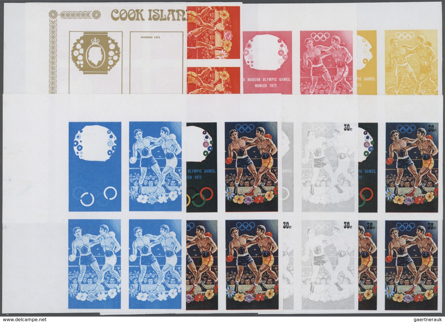 10591 Thematik: Olympische Spiele / Olympic Games: 1972, MUNICH '72, Boxing - 8 Items; Cook Islands, Progr - Sonstige & Ohne Zuordnung