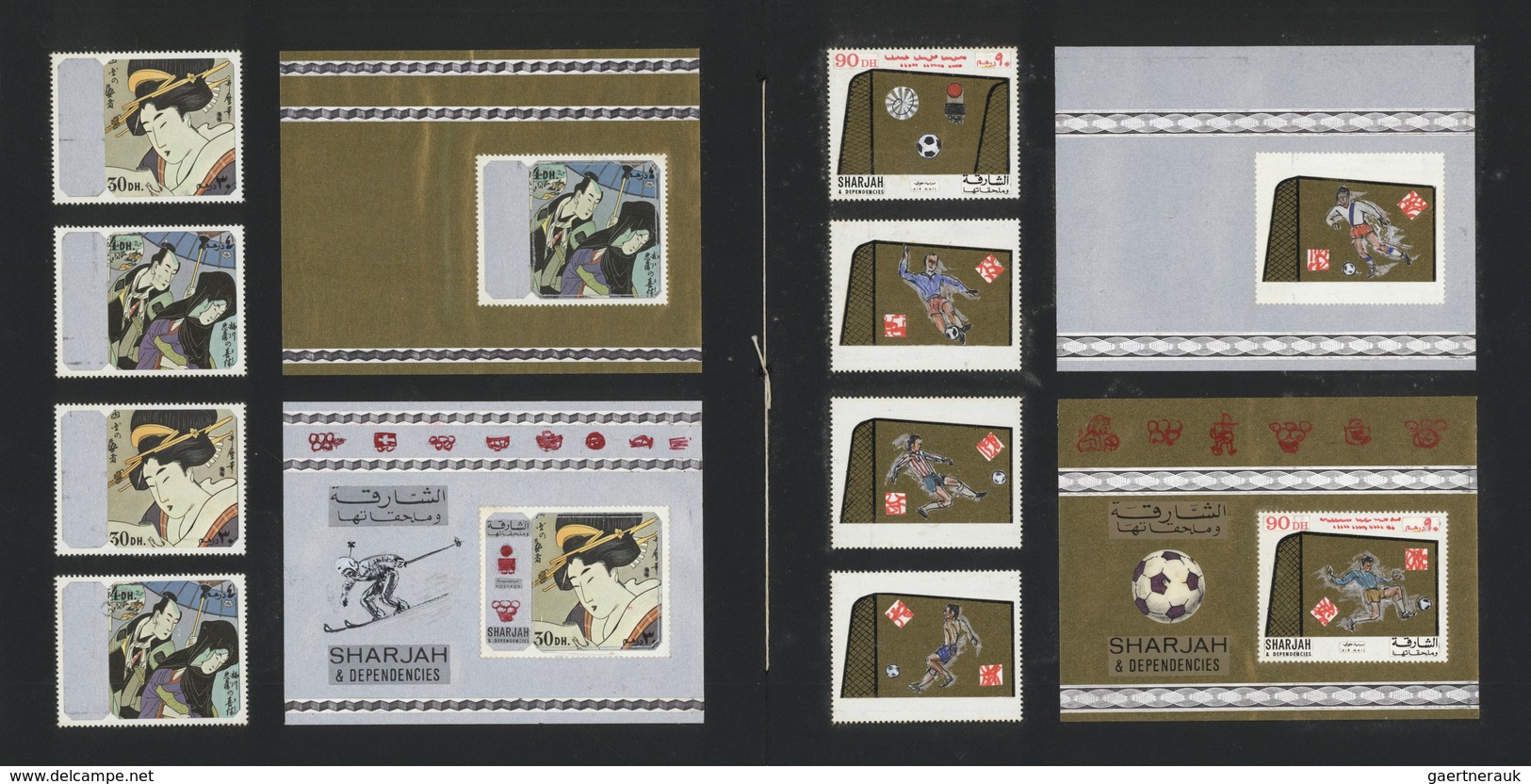 10601 Thematik: Olympische Spiele / Olympic Games: 1972. Sharja, Set Of 4 Stamp-sized Artworks And 2 S/s-s - Sonstige & Ohne Zuordnung
