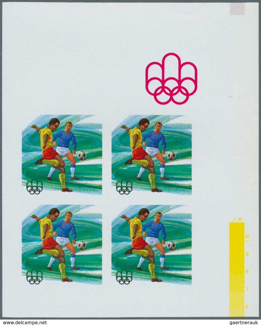 10605 Thematik: Olympische Spiele / Olympic Games: 1976, MONTREAL '76, Soccer - 6 Items; Guinea, Progressi - Sonstige & Ohne Zuordnung