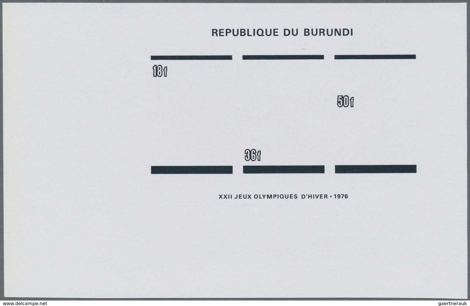 10607 Thematik: Olympische Spiele / olympic games: 1976, BURUNDI: Olympic Winter games Innsbruck two diffe