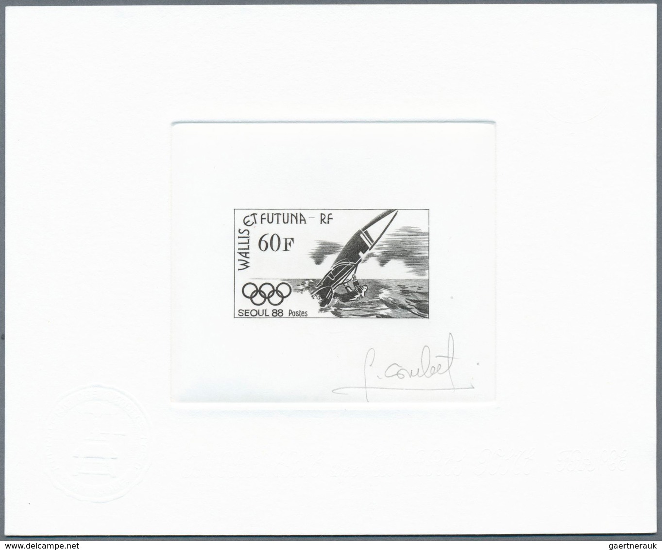 10624 Thematik: Olympische Spiele / Olympic Games: 1988, Wallis & Futuna. Lot Of 4 Epreuves D'artiste Sign - Autres & Non Classés