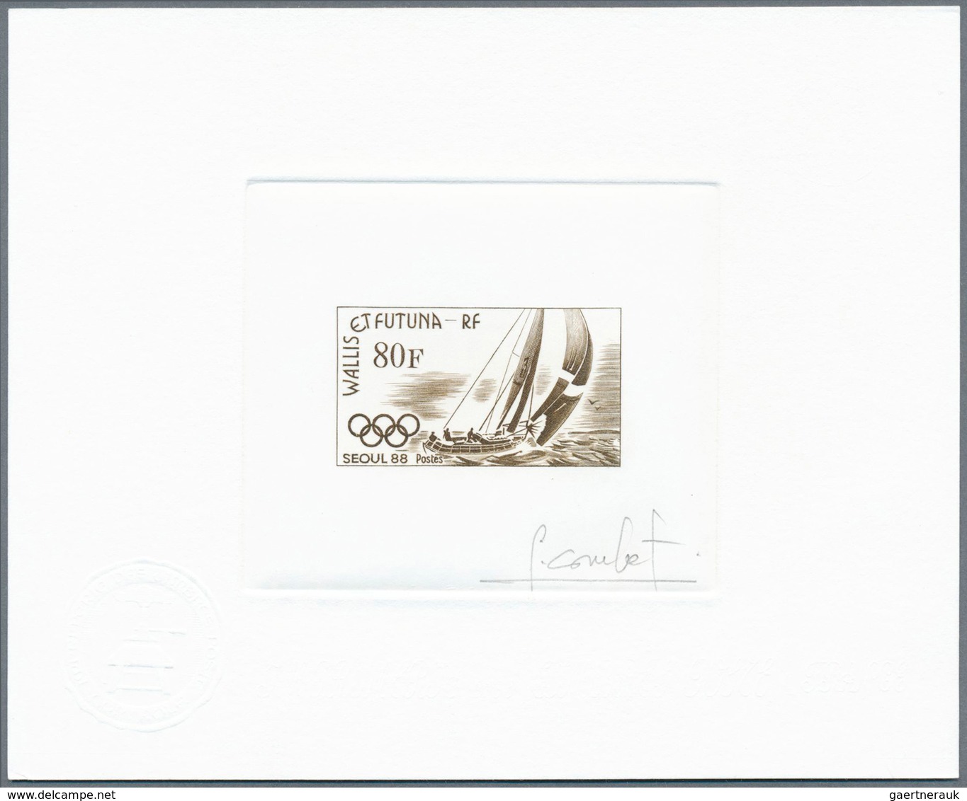 10624 Thematik: Olympische Spiele / olympic games: 1988, Wallis & Futuna. Lot of 4 Epreuves d'artiste sign