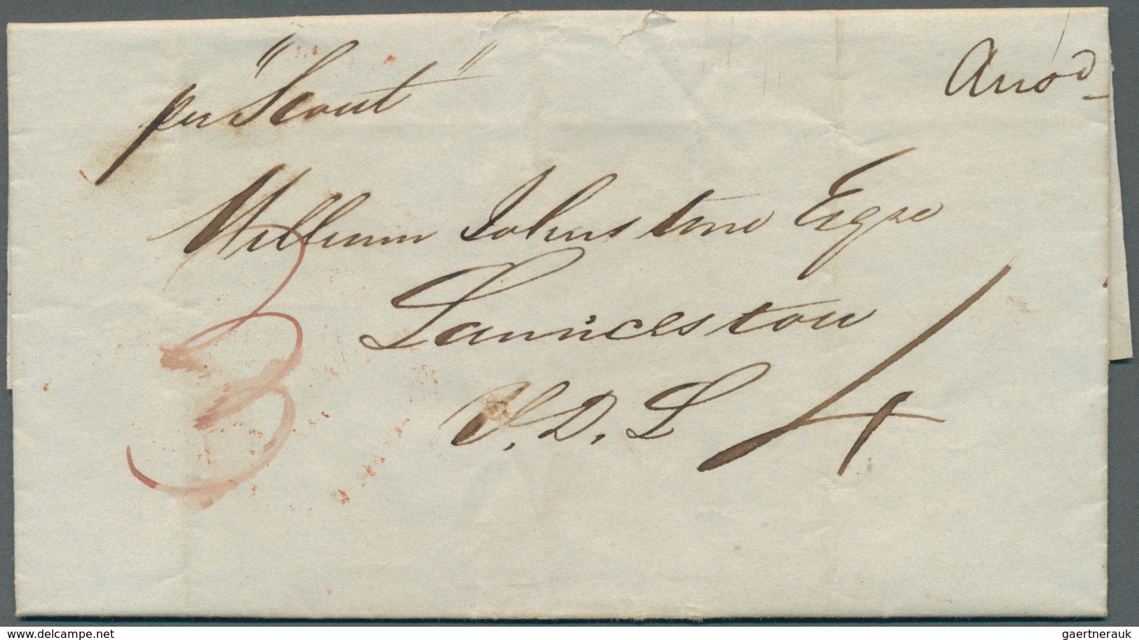 10658 Thematik: Pfadfinder / Boy Scouts: 1843, New South Wales, Folded Letter Cover From Melbourne To Laun - Autres & Non Classés