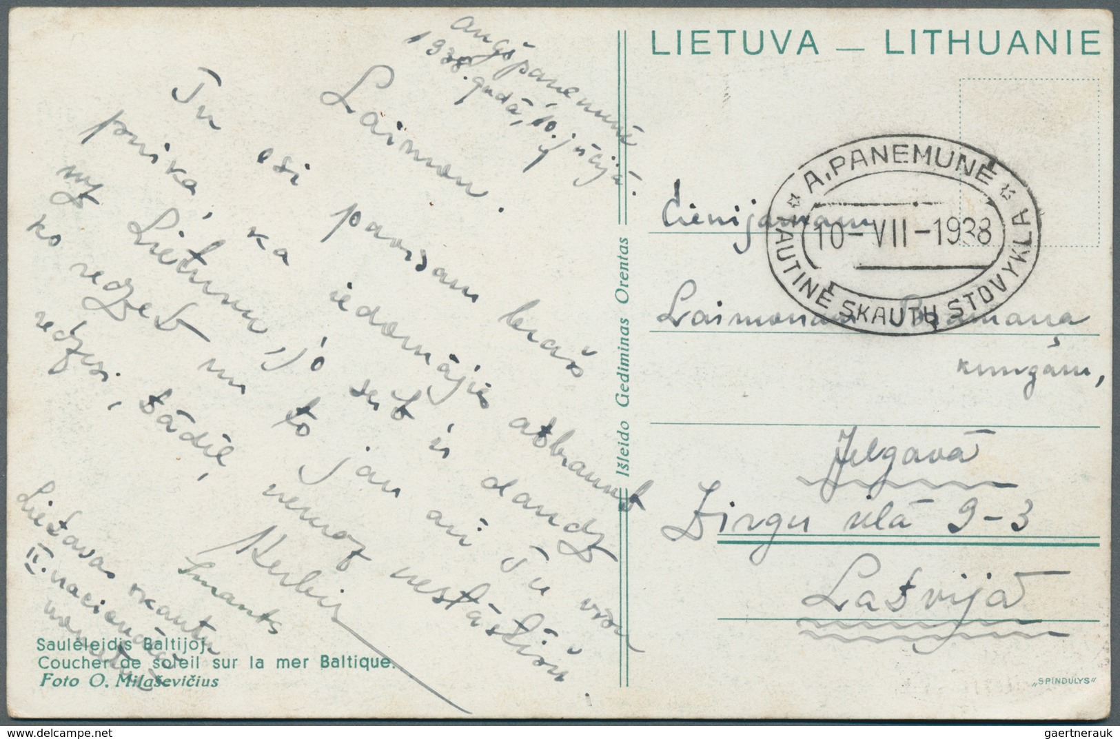 10666 Thematik: Pfadfinder / Boy Scouts: 1938, Lithuania. Rare Legitimate Picture Postcard With Special Sc - Sonstige & Ohne Zuordnung