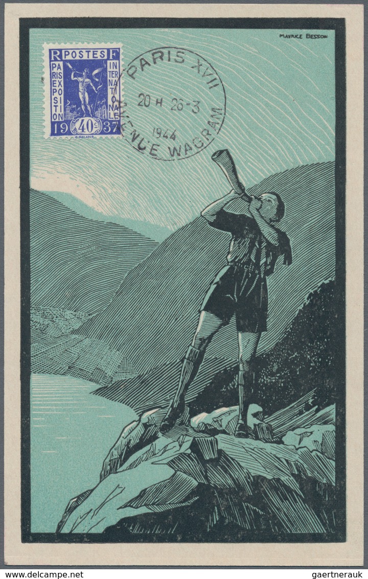 10668 Thematik: Pfadfinder / Boy Scouts: 1936, France, "LA VIE SCOUTE - Le Reveil", Artist Signed Picture - Sonstige & Ohne Zuordnung