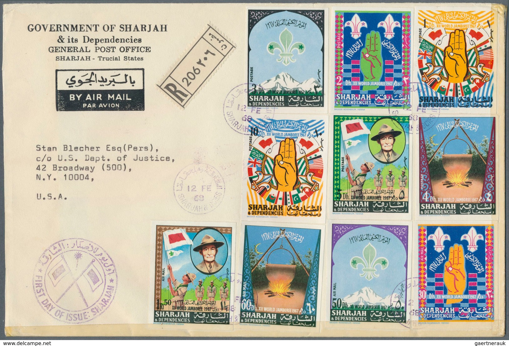 10679 Thematik: Pfadfinder / Boy Scouts: 1968, Sharjah, 12th World Jamboree, 1d. To 1.50r. Imperforate, Co - Autres & Non Classés