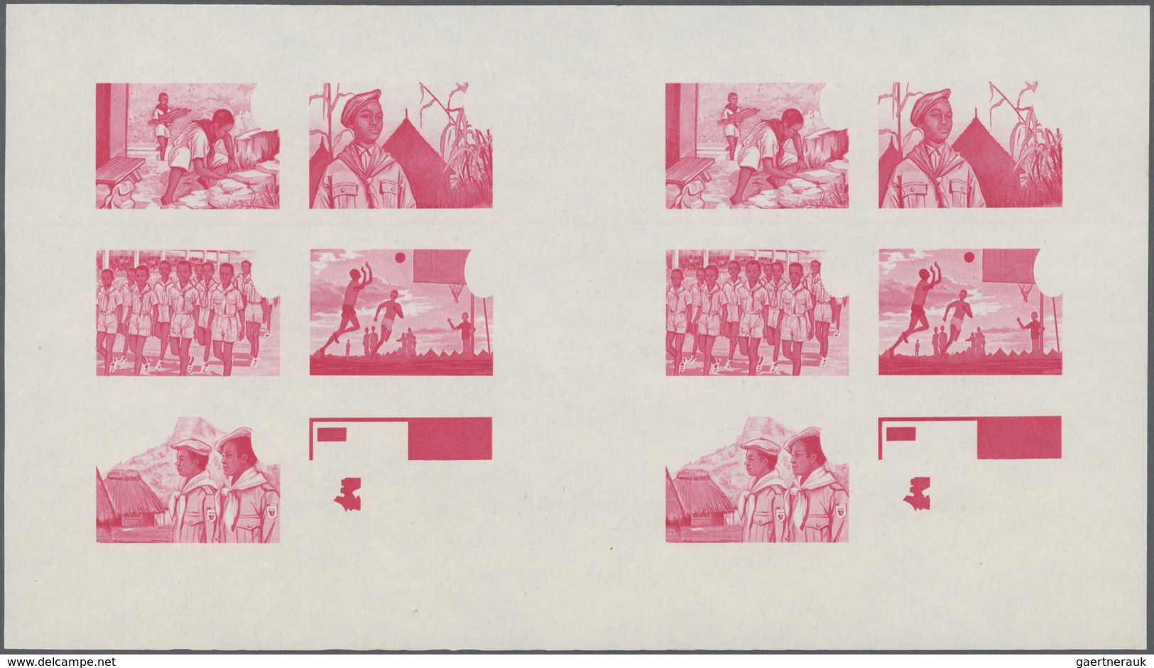 10680 Thematik: Pfadfinder / boy scouts: 1969, SCOUTS IN GUINEA - 8 items; double progressive plate proofs