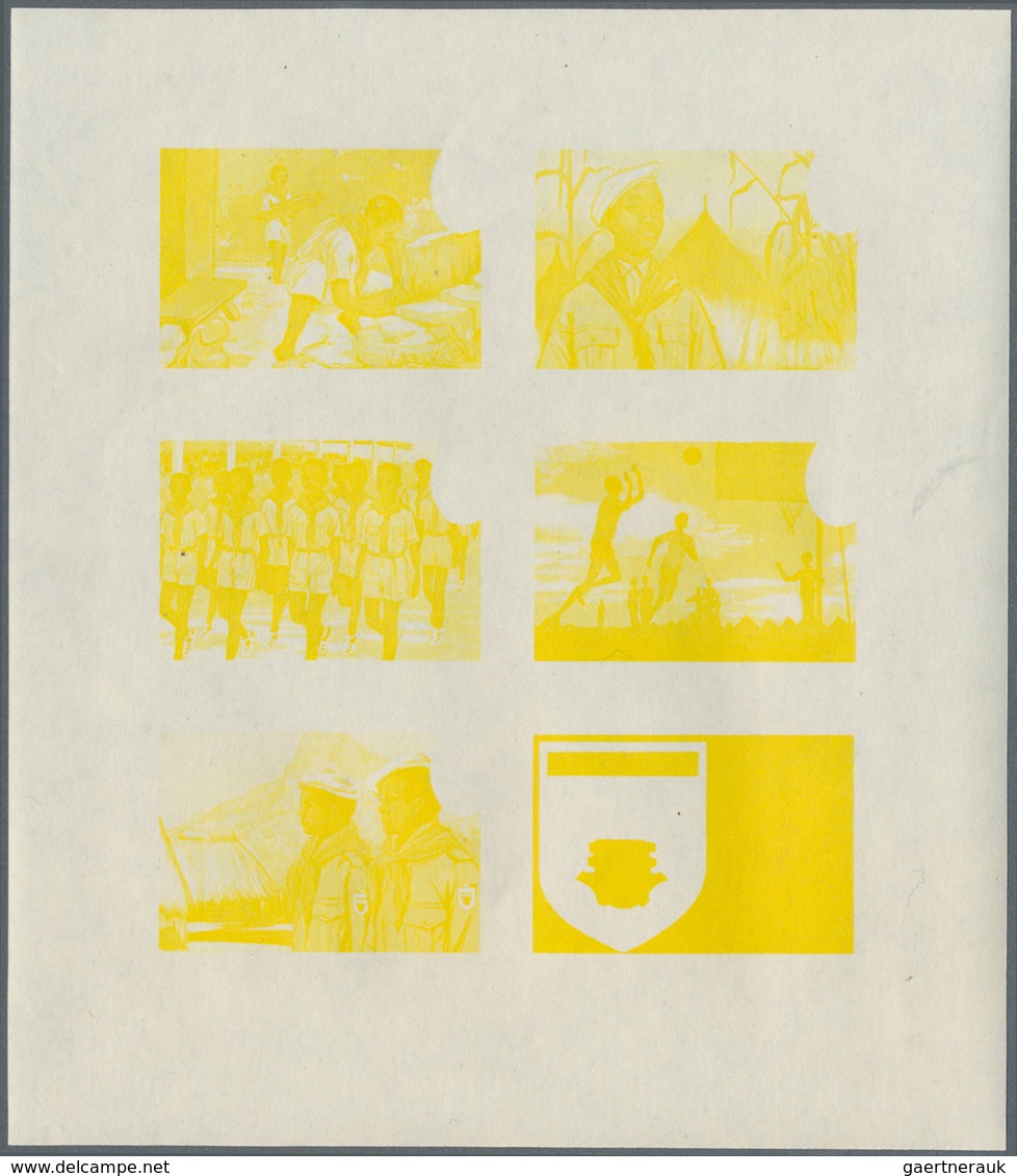 10681 Thematik: Pfadfinder / Boy Scouts: 1969, SCOUTS IN GUINEA - 8 Items; Progressive Plate Proofs For Th - Autres & Non Classés