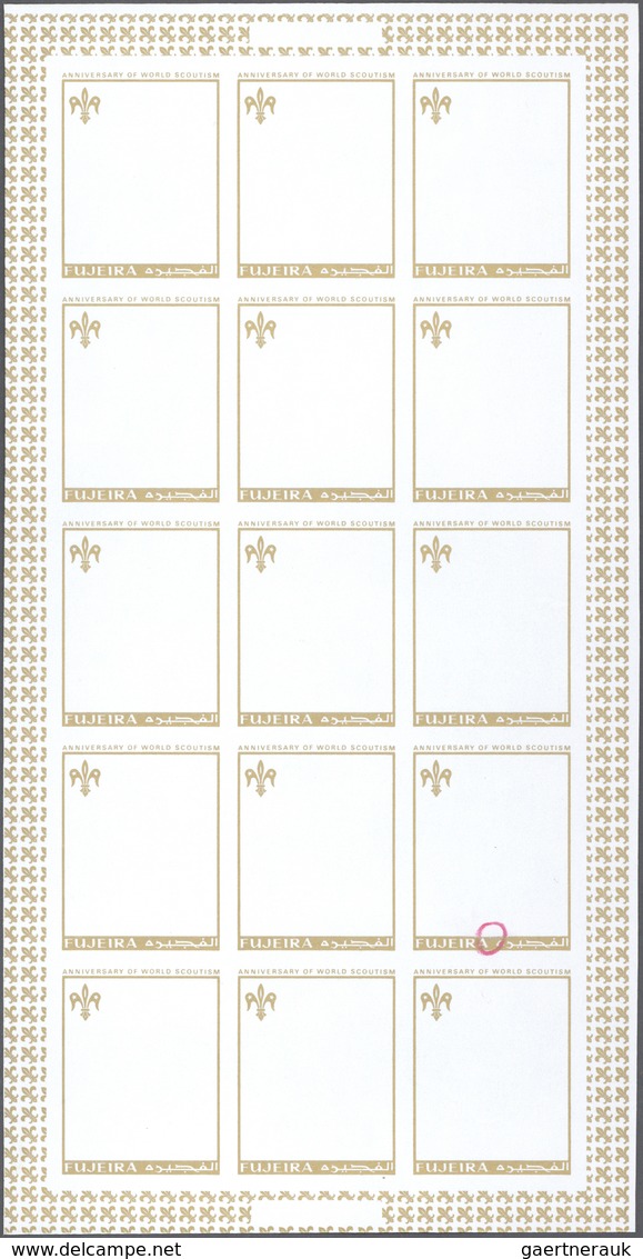 10685 Thematik: Pfadfinder / boy scouts: 1970, Fujeira. Progressive proof in 8 phases (color separations)