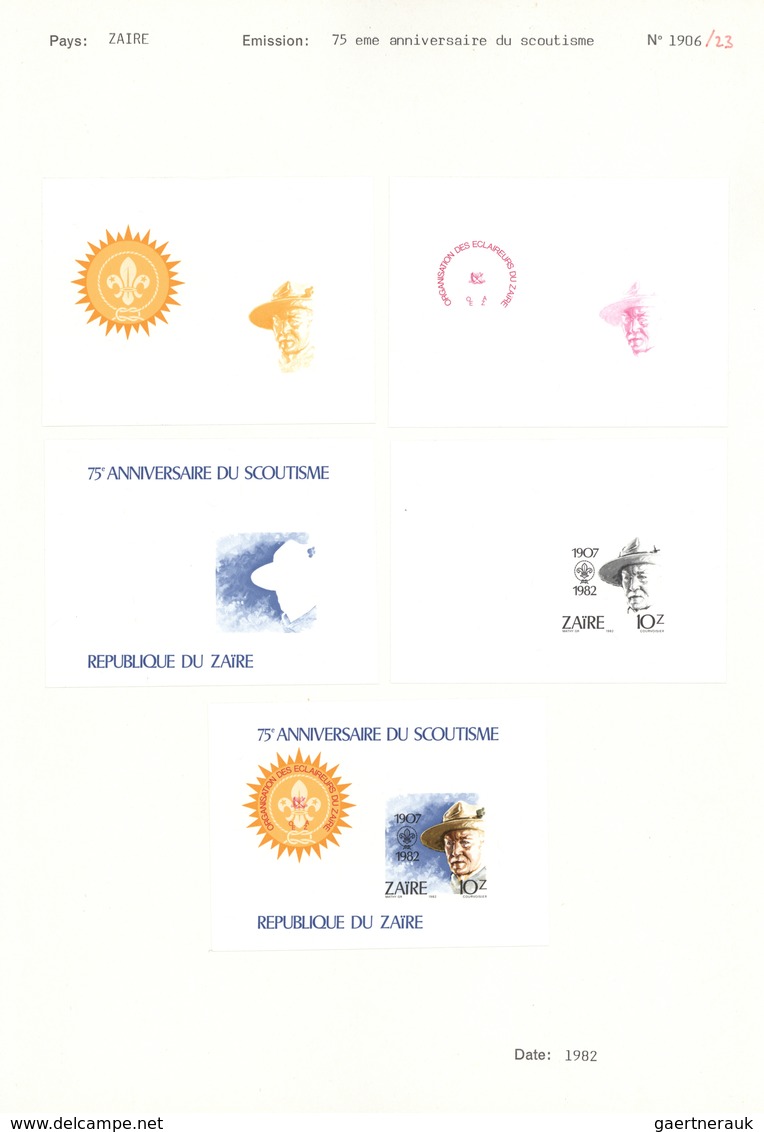 10700 Thematik: Pfadfinder / Boy Scouts: 1982, Zaire. Progressive Proof (5 Phases) For The Souvenir Sheet - Sonstige & Ohne Zuordnung