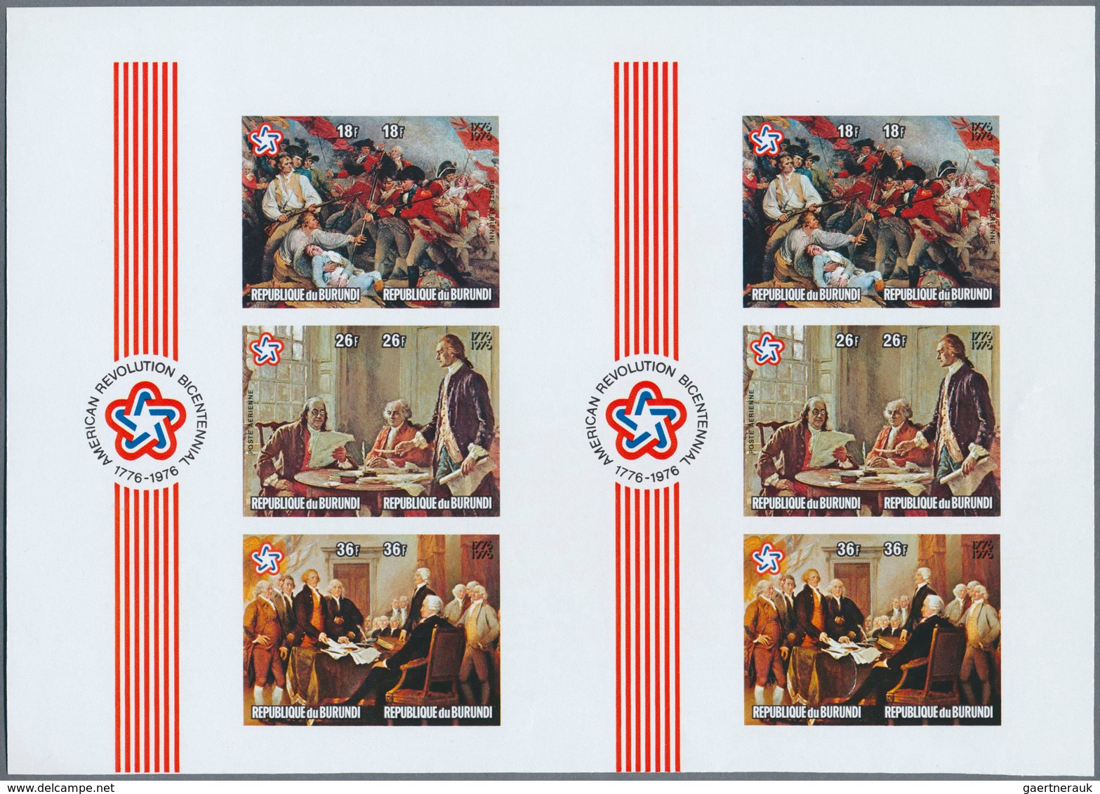 10727 Thematik: Politik / Politics: 1976, Burundi. Collective, Imperforate Proof Sheet Containing 2 Souven - Ohne Zuordnung