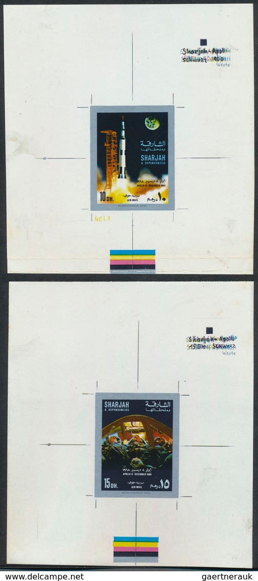 10742 Thematik: Raumfahrt / Astronautics: 1968, APOLLO 8 : Sharjah 10 Dh. Rocket Start And 15 Dh. Astronau - Autres & Non Classés