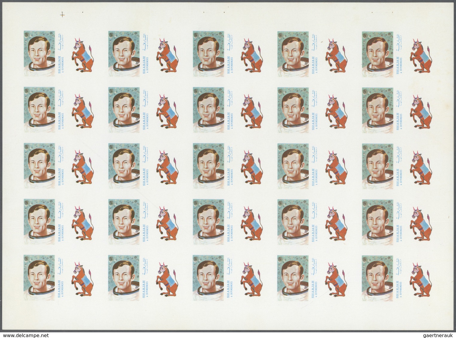 10769 Thematik: Raumfahrt / Astronautics: 1972. Sharjah. Progressive Proof (6 Phases) In Complete Sheets O - Autres & Non Classés