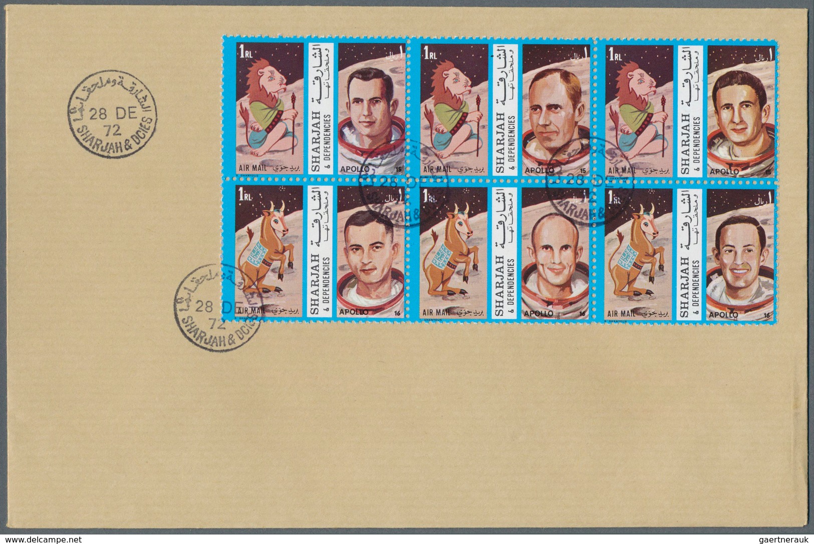 10791 Thematik: Raumfahrt / Astronautics: 1972, Sharjah, Astronauts/Zodiac Signs, Complete Set Of 36 Value - Autres & Non Classés