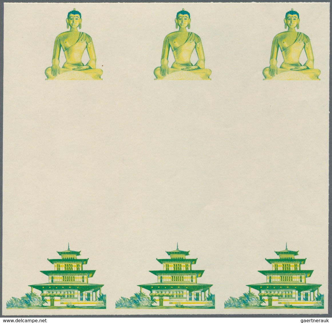 10806 Thematik: Religion / Religion: 1965, Bhutan. Progressive Proof (10 Phases) In Blocks Of 3 Vertical G - Sonstige & Ohne Zuordnung