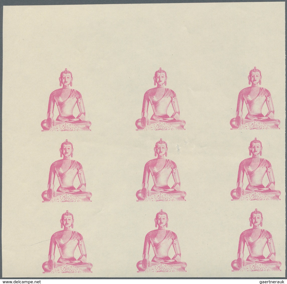 10807 Thematik: Religion / Religion: 1965, Bhutan. Progressive Proof (10 Phases) In Top Margin Blocks Of 9 - Altri & Non Classificati