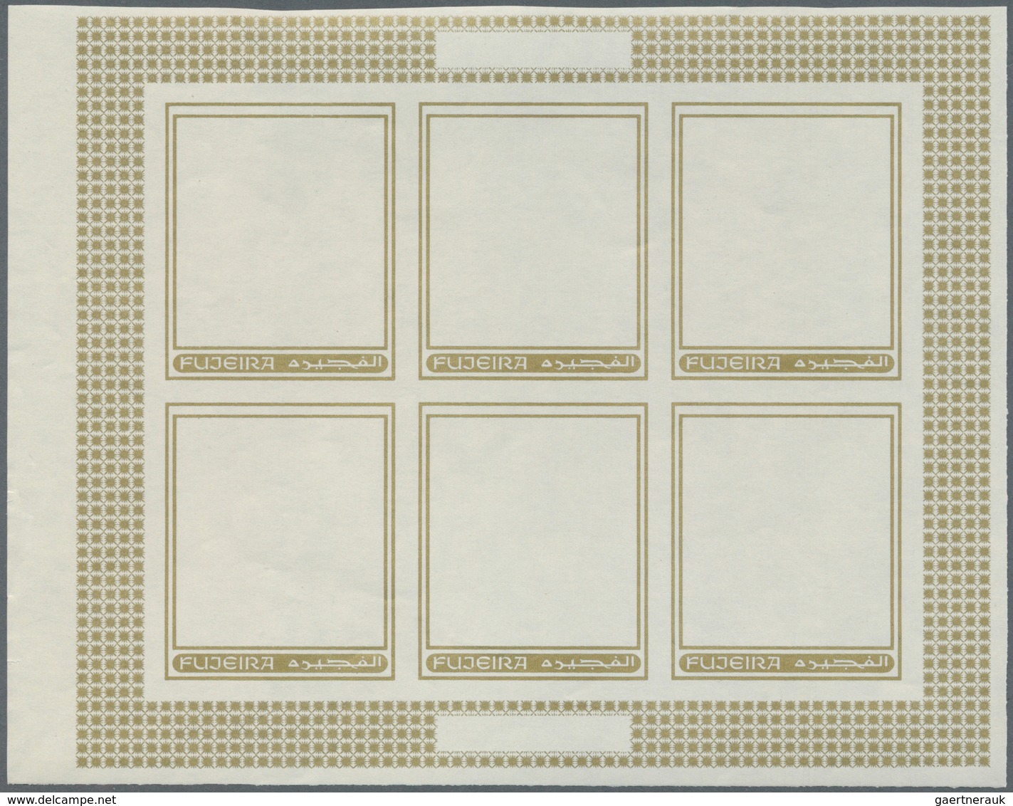 10811 Thematik: Religion / religion: 1970, Fujeira. Progressive proof (7 phases) in miniature sheets of 6