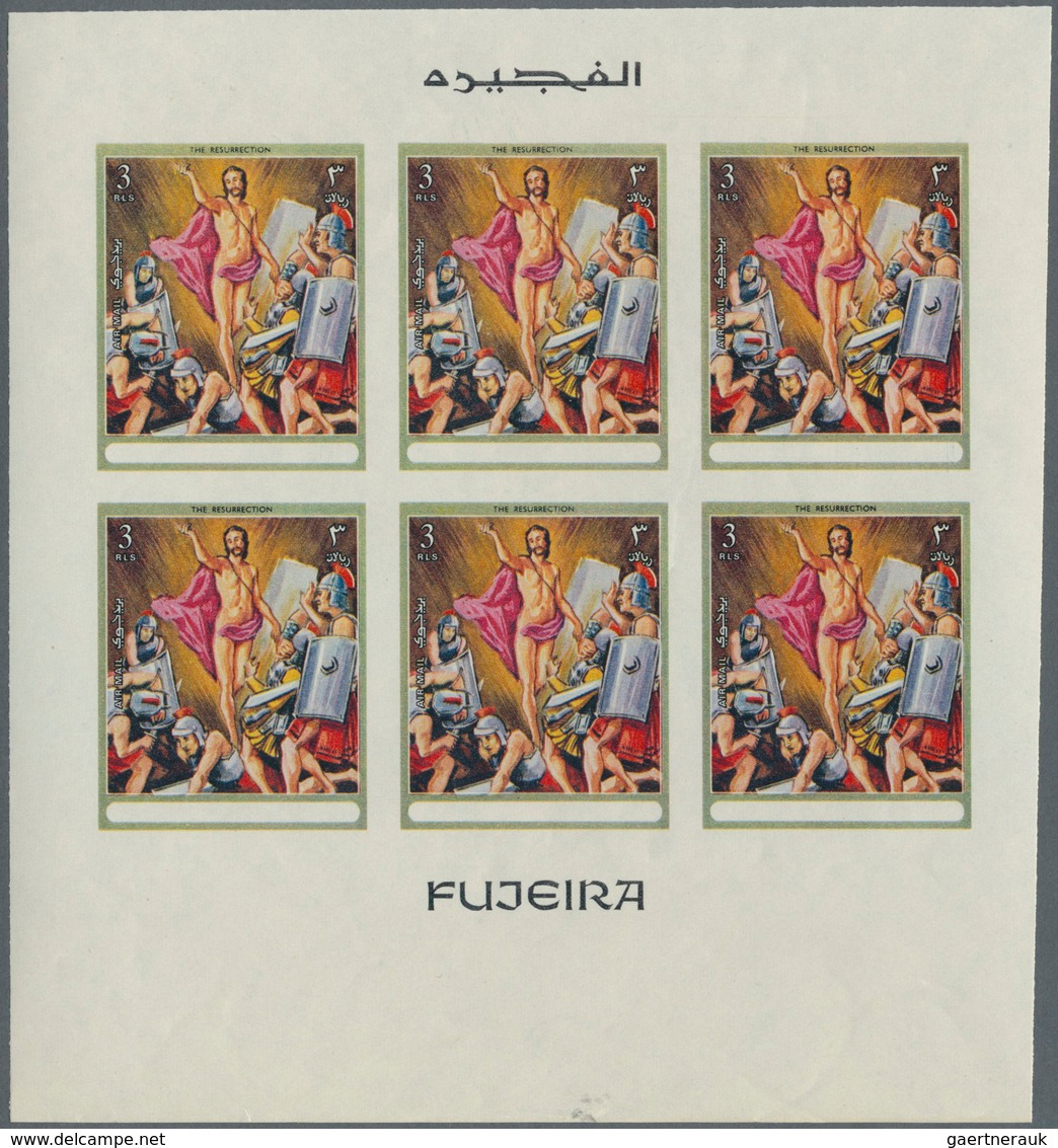 10815 Thematik: Religion / Religion: 1970, Fujeira. Progressive Proof (7 Phases) In Miniature Sheets Of 6 - Autres & Non Classés