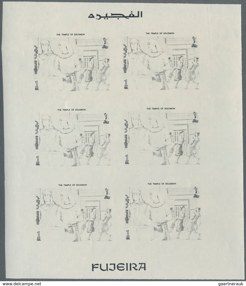 10819 Thematik: Religion / Religion: 1970, Fujeira. Progressive Proof (7 Phases) In Miniature Sheets Of 6 - Autres & Non Classés