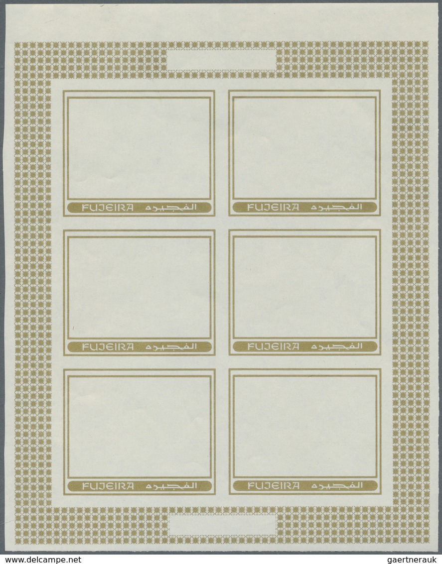 10820 Thematik: Religion / religion: 1970, Fujeira. Progressive proof (7 phases) in miniature sheets of 6