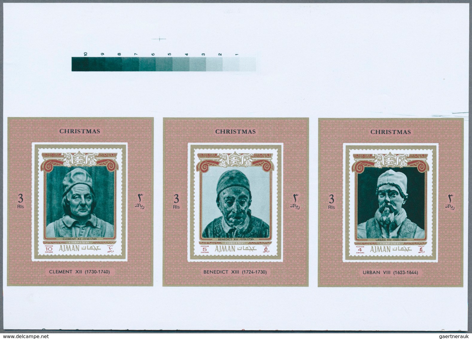 10821 Thematik: Religion / Religion: 1971, Ajman. Lot Of 3 Collective, Imperforate Proof Sheets Containing - Sonstige & Ohne Zuordnung