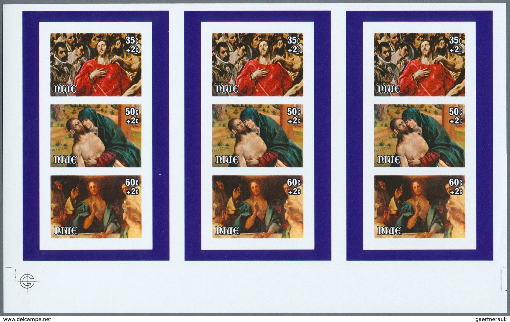 10825 Thematik: Religion / Religion: 1981, Niue. Collective, Imperforate Proof Sheet Containing 3 Souvenir - Autres & Non Classés