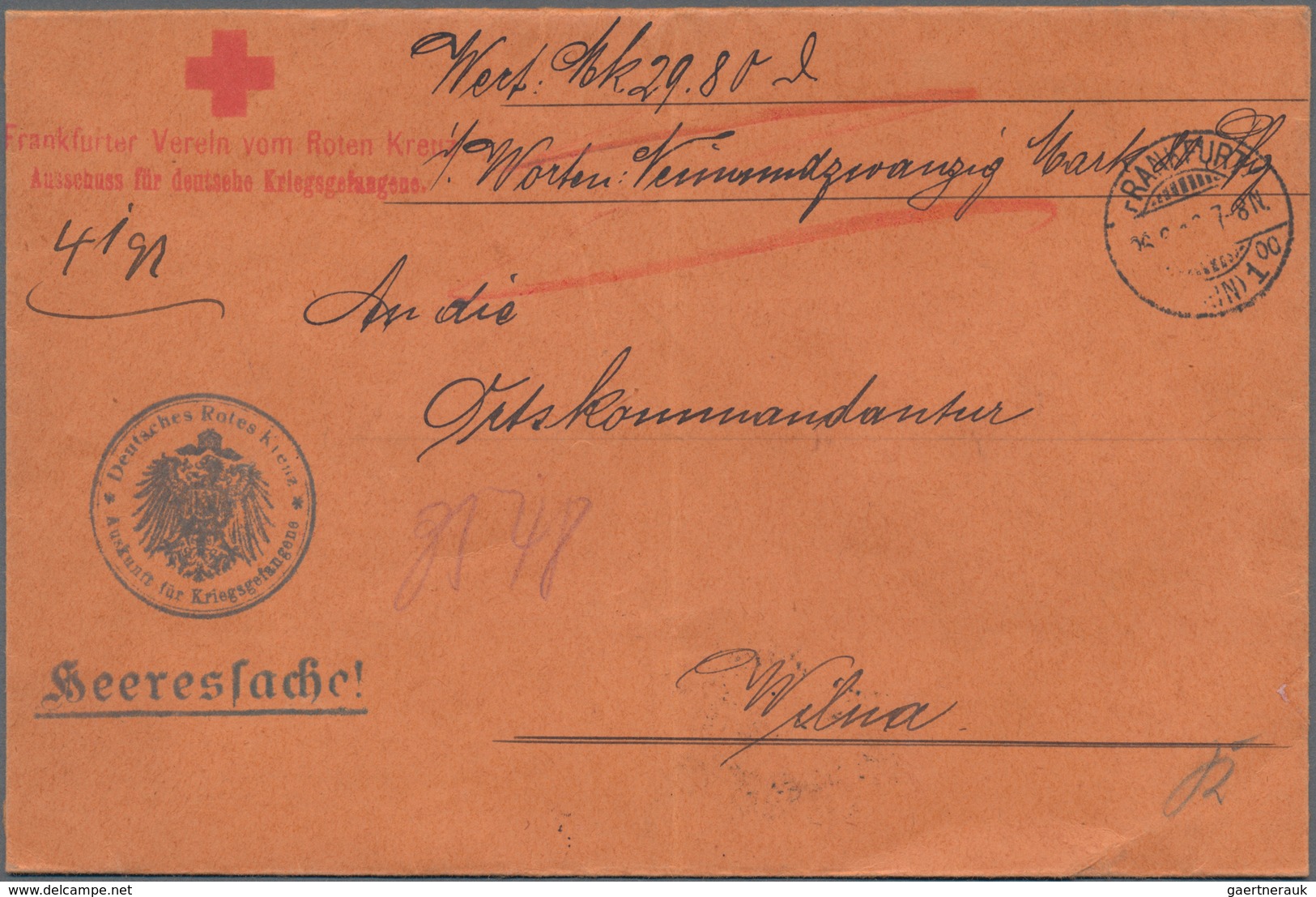 10855 Thematik: Rotes Kreuz / Red Cross: 1916 Deutsches Reich Heeressache-WERT-Brief Mit Briefstempel V. R - Rotes Kreuz