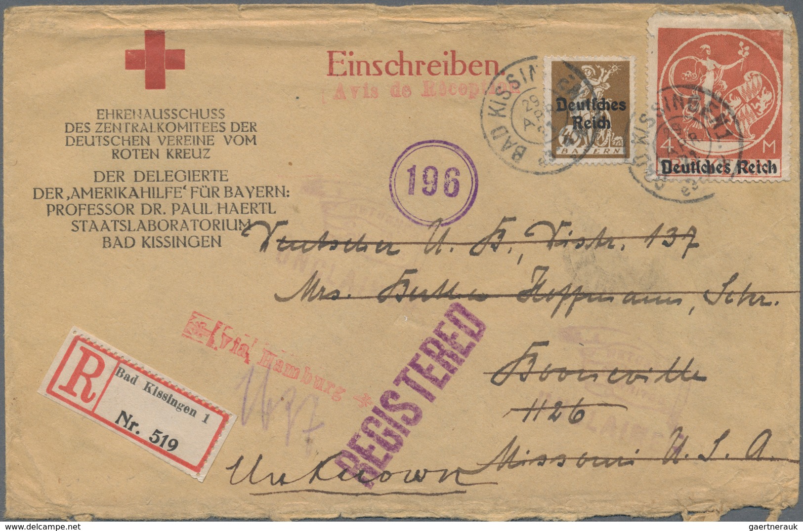 10860 Thematik: Rotes Kreuz / Red Cross: 1921 Dt.Reich Vordruckbrief "Einschreiben - Ehrenausschuss Des Ze - Rotes Kreuz